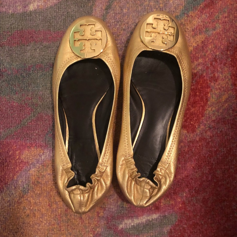 Tory Burch Gold Flats